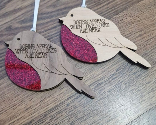 Robins Appear When Loved Ones Are Near, Personalised Christmas Bauble
