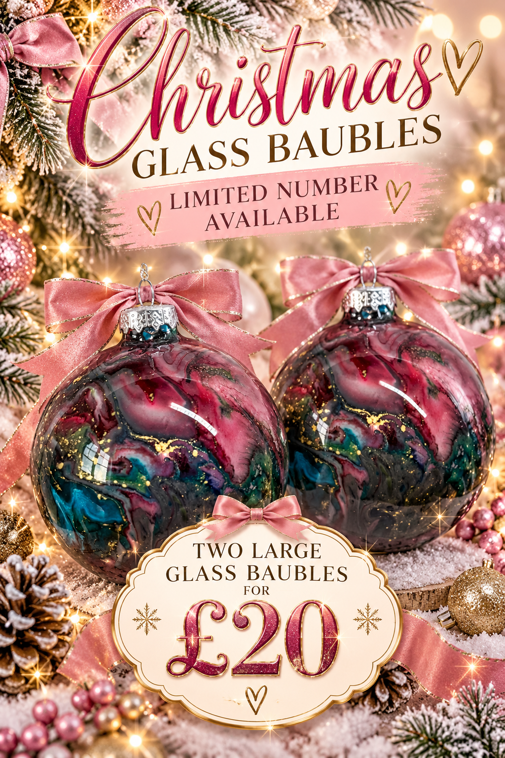 Two for £20 large baubles